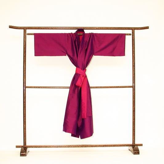 Silk kimono, black with red